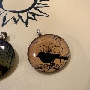 Bird Pendant with Floral Design